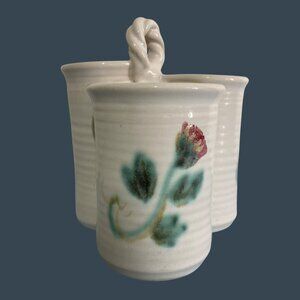 Rare Red Thistle Utensils Holder Tom Jones Pottery Fairhope Al
